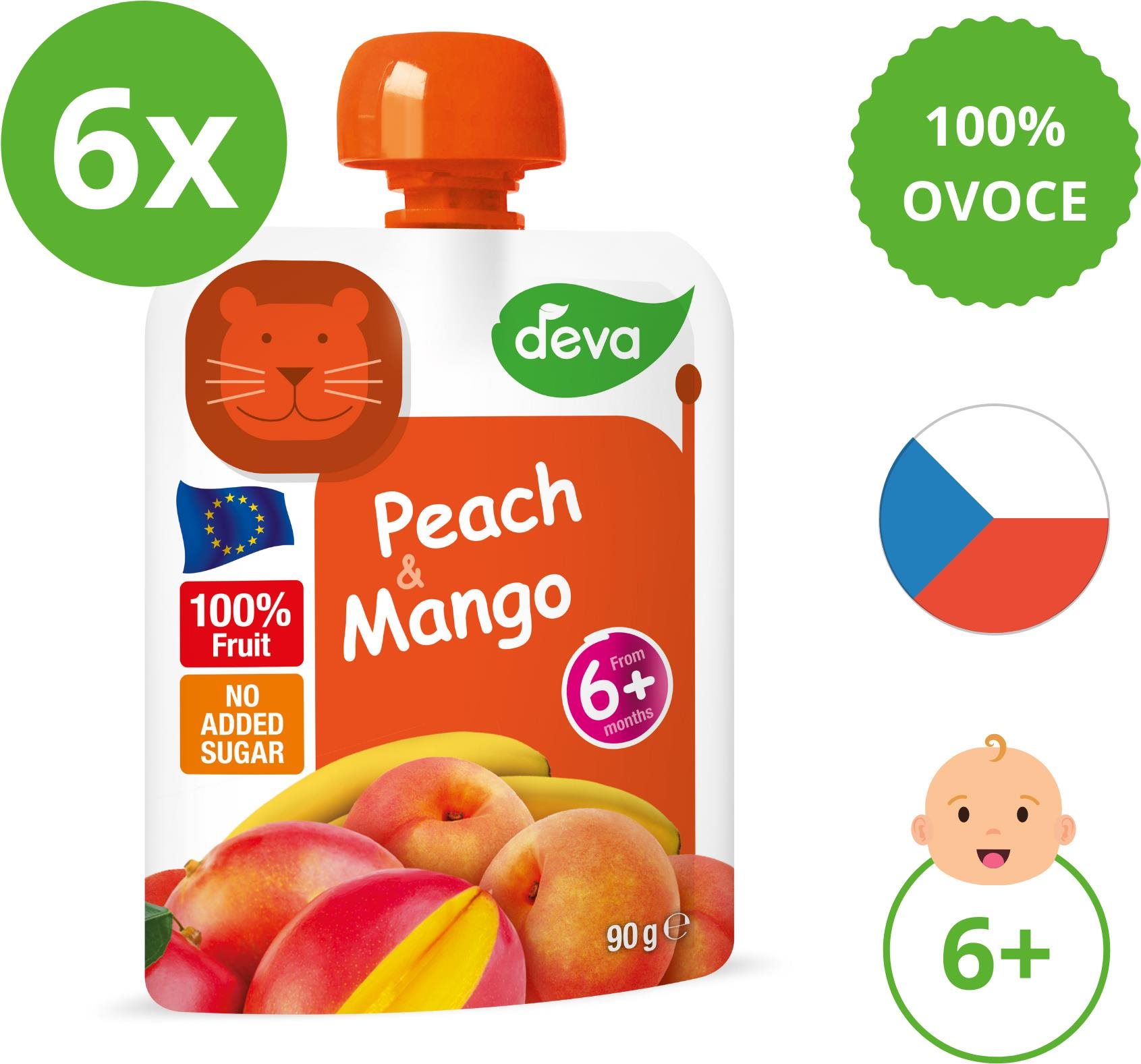 DEVA broskyňa, mango 6× 90 g