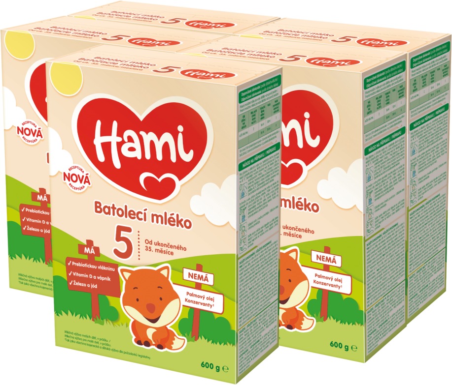 Hami 5 batoľacie mlieko 35 mes.+, 5× 600 g