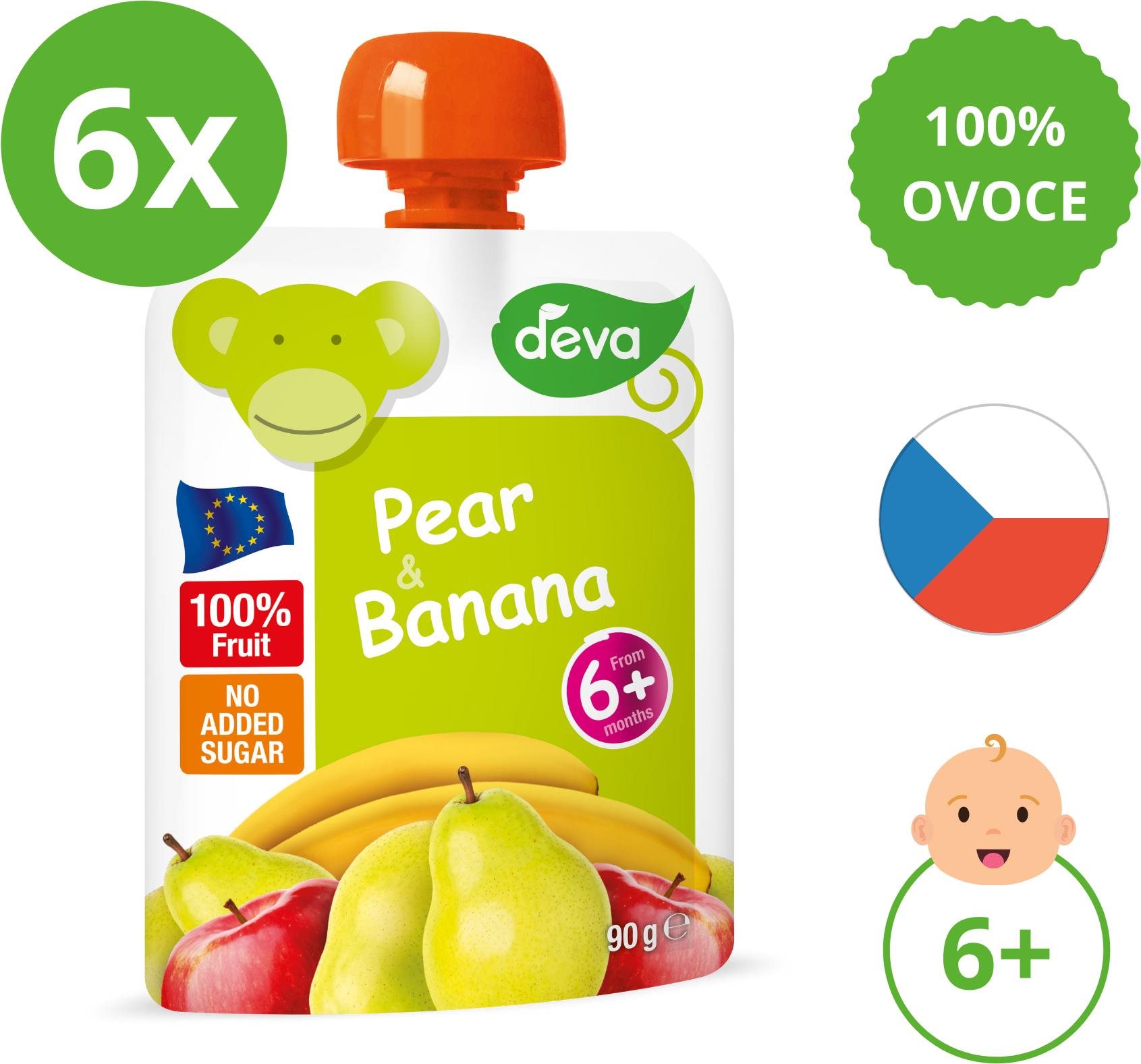 DEVA hruška, banán 6× 90 g