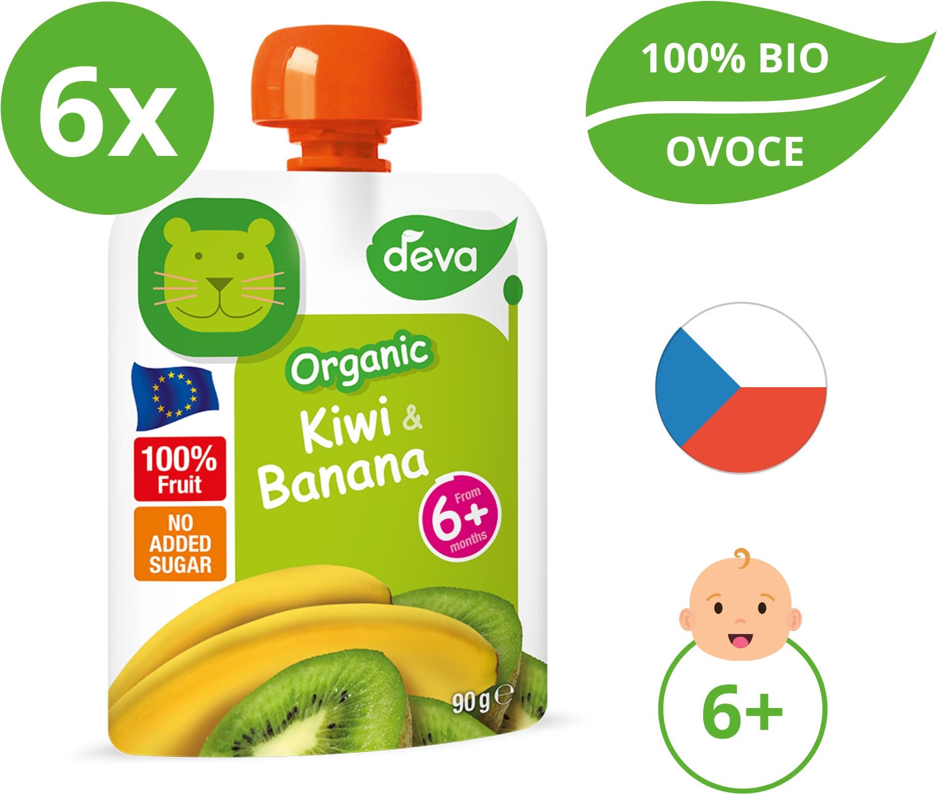 DEVA bio kivi, banán 6× 90 g