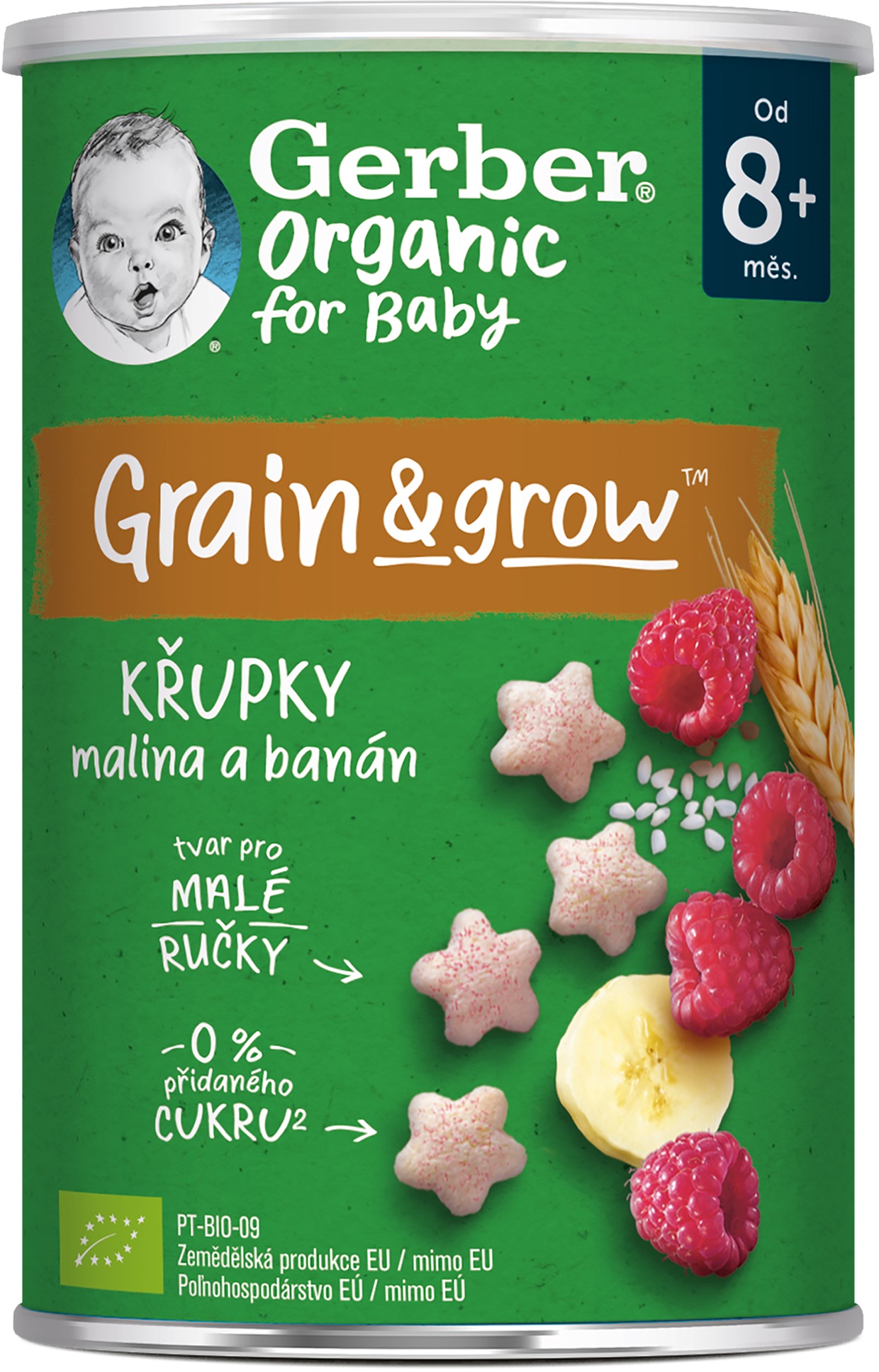 GERBER Organic chrumky s malinami a banánom 35 g