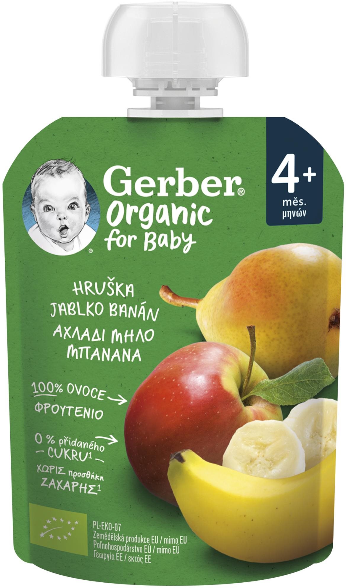 GERBER Organic kapsička hruška, jablko a banán 90 g