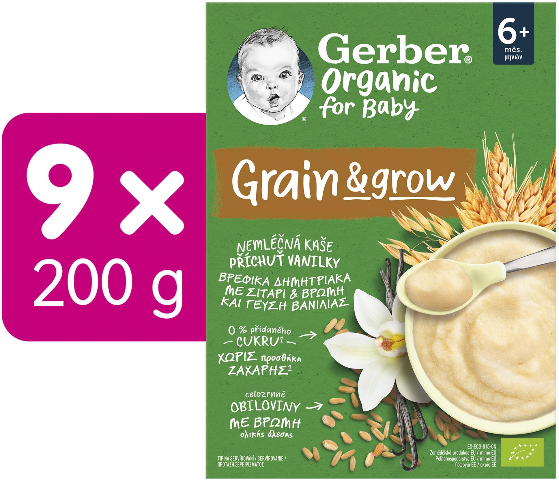 GERBER Organic nemliečna kaša s príchuťou vanilky 9× 200 g