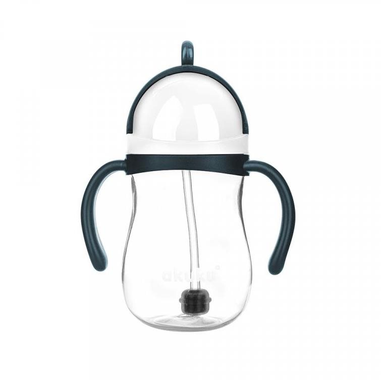 AKUKU kúzelná fľaša so slamkou a závažím tmavo modrá 280 ml