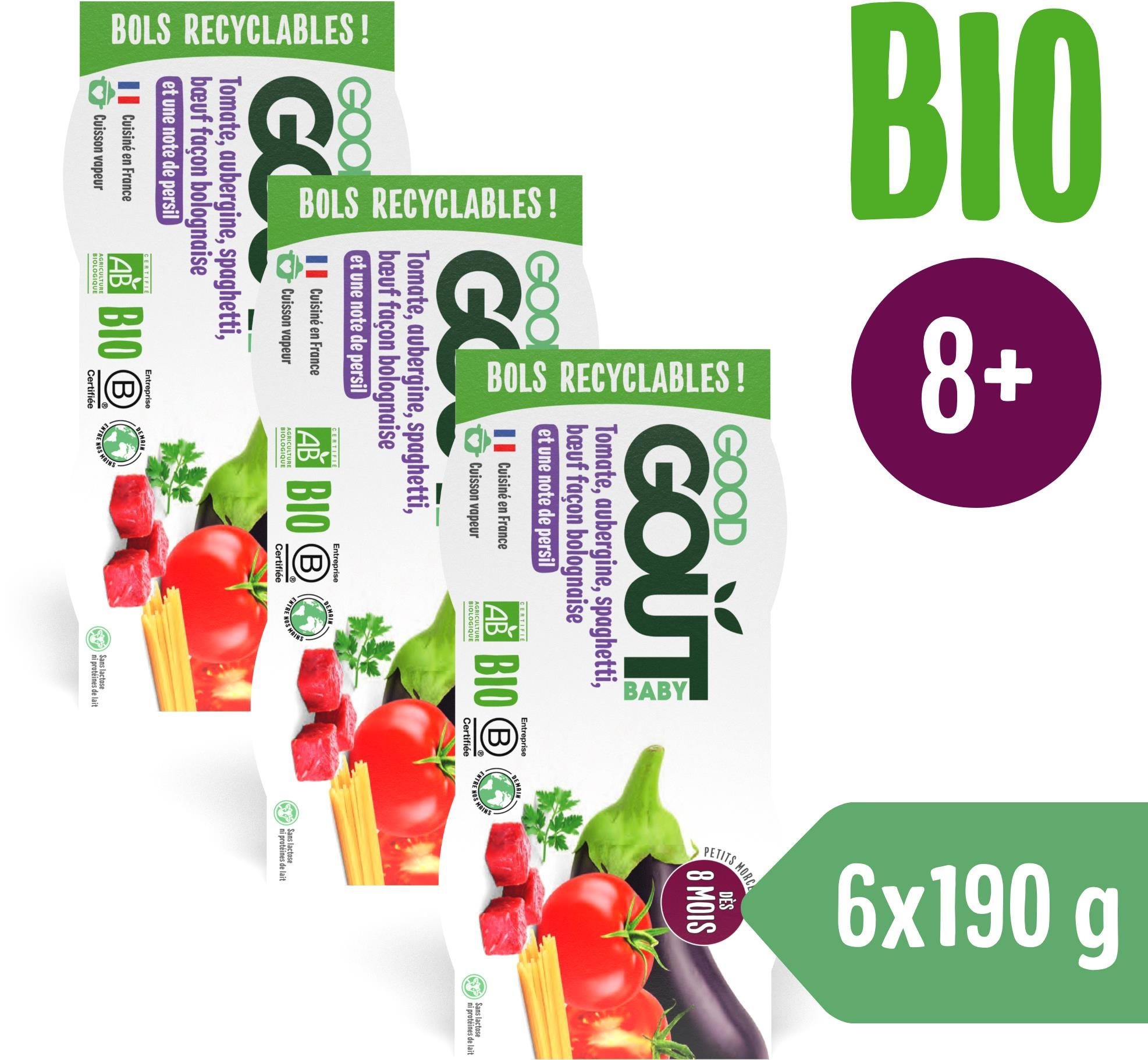 Good Gout BIO Špagety s baklažánom a hovädzím mäsom 3× (2× 190 g)