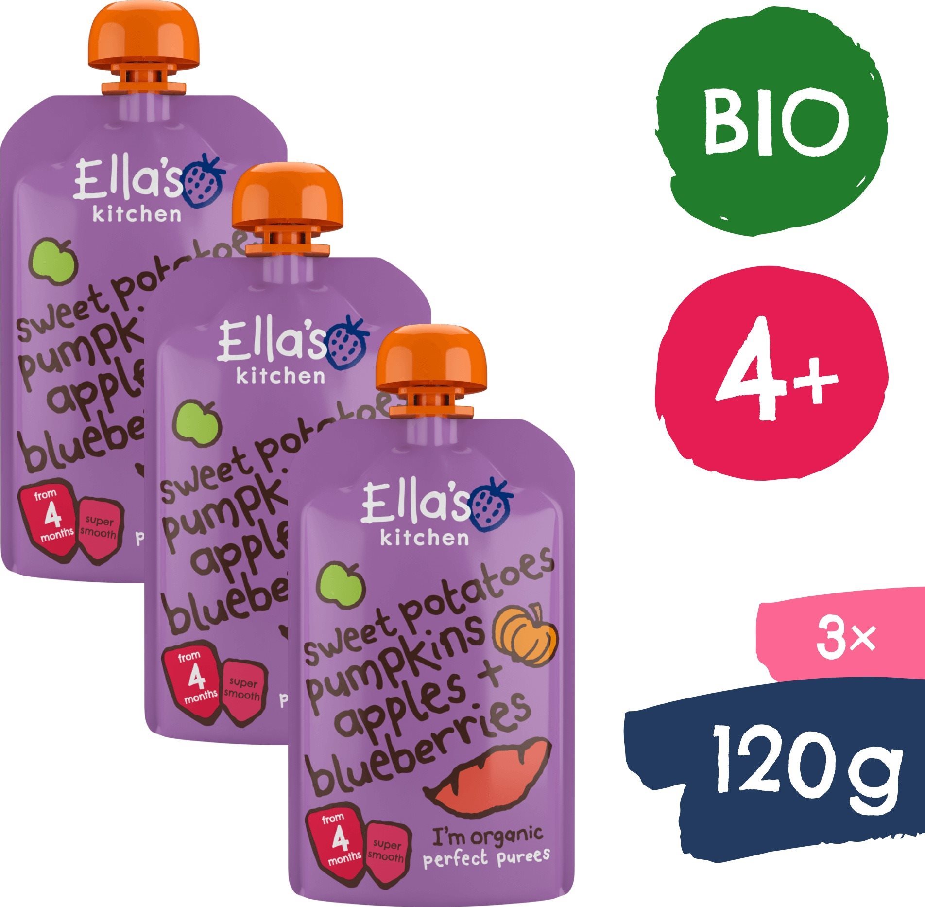 Ella's Kitchen BIO Batáty, dyňa a jablko (3× 120 g)