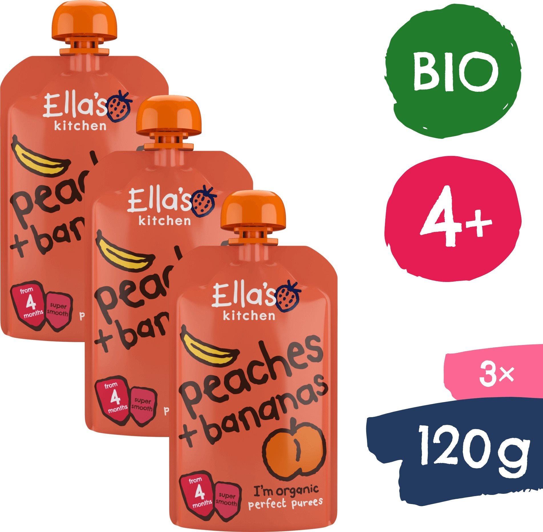 Ella's Kitchen BIO Banán s broskyňou (3× 120 g)