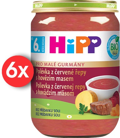 HiPP BIO Malý Gurmán Polievka z červenej repy s hovädzím mäsom 6× 190 g
