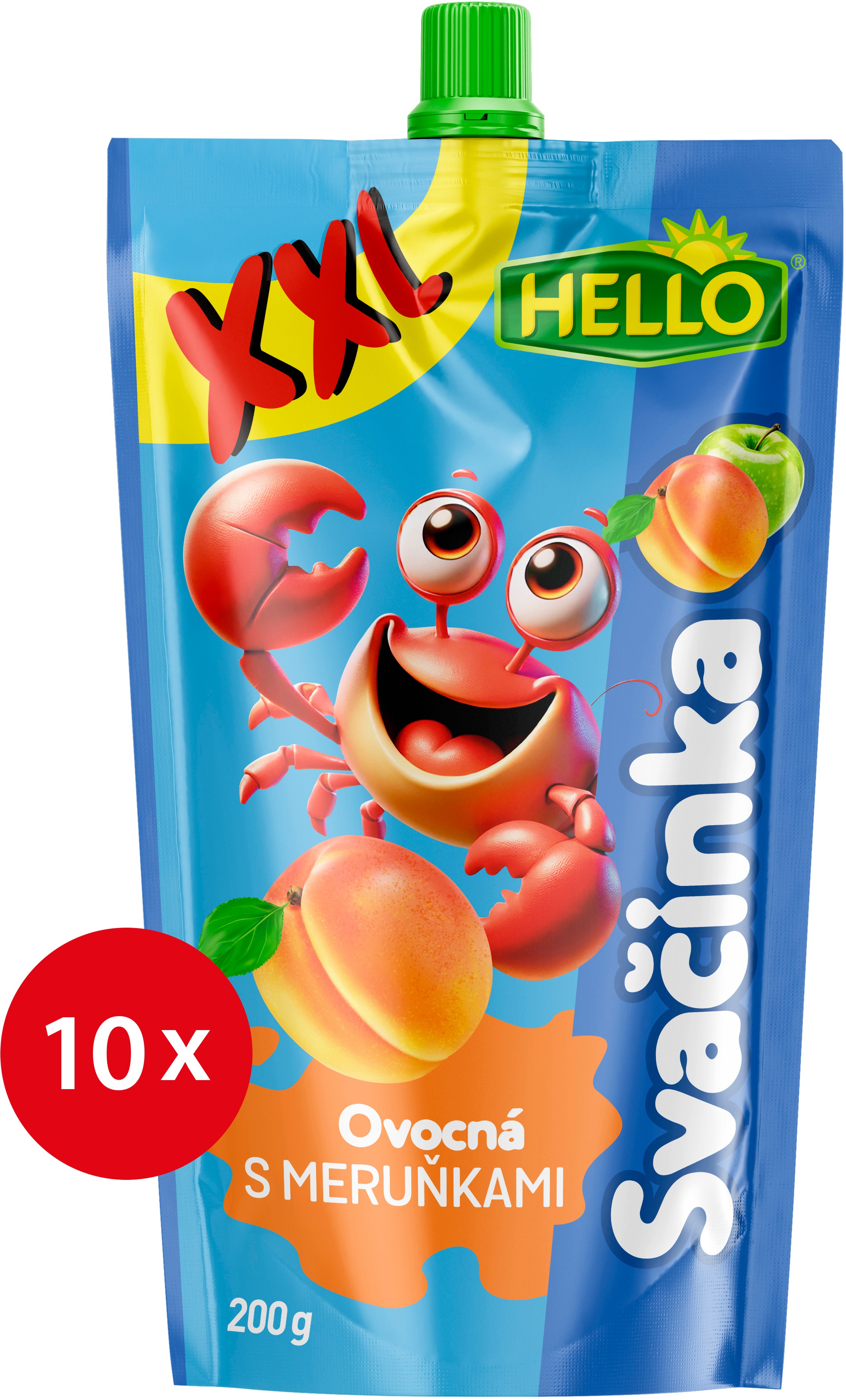 HELLO XXL ovocná kapsička s marhuľami 10× 200 g