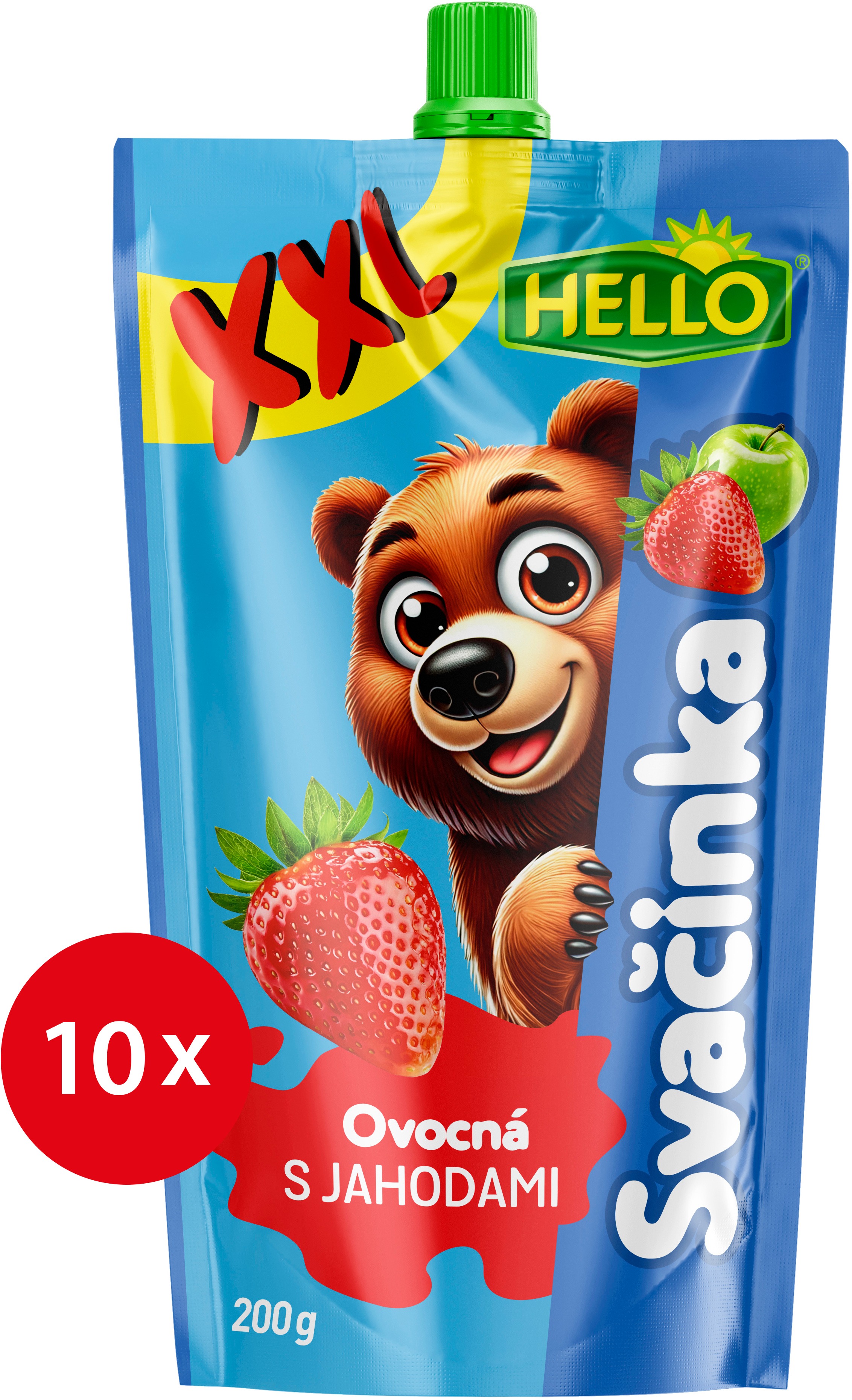 HELLO XXL ovocná kapsička s jahodami 10× 200 g