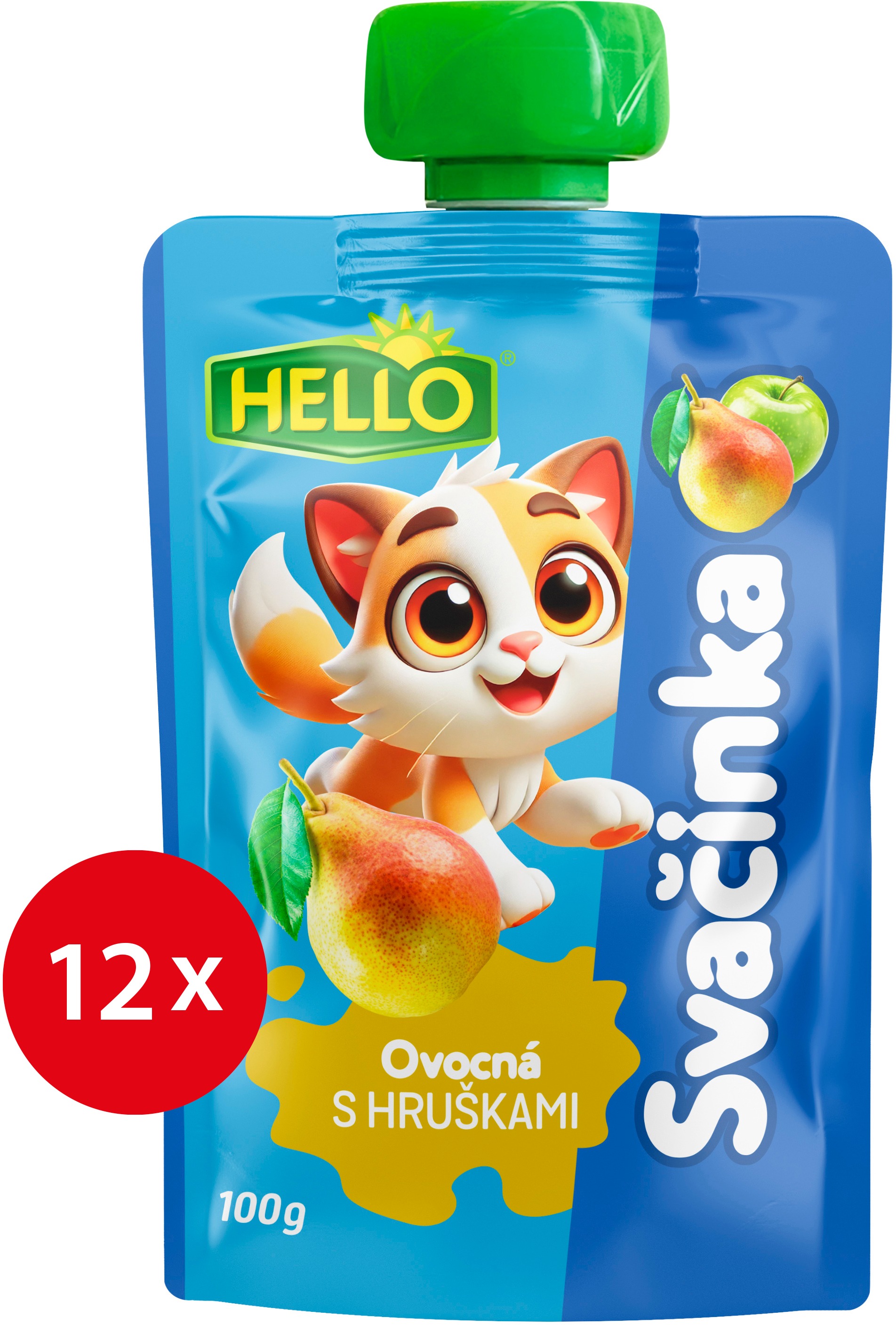 HELLO ovocná kapsička s hruškami 12× 100 g