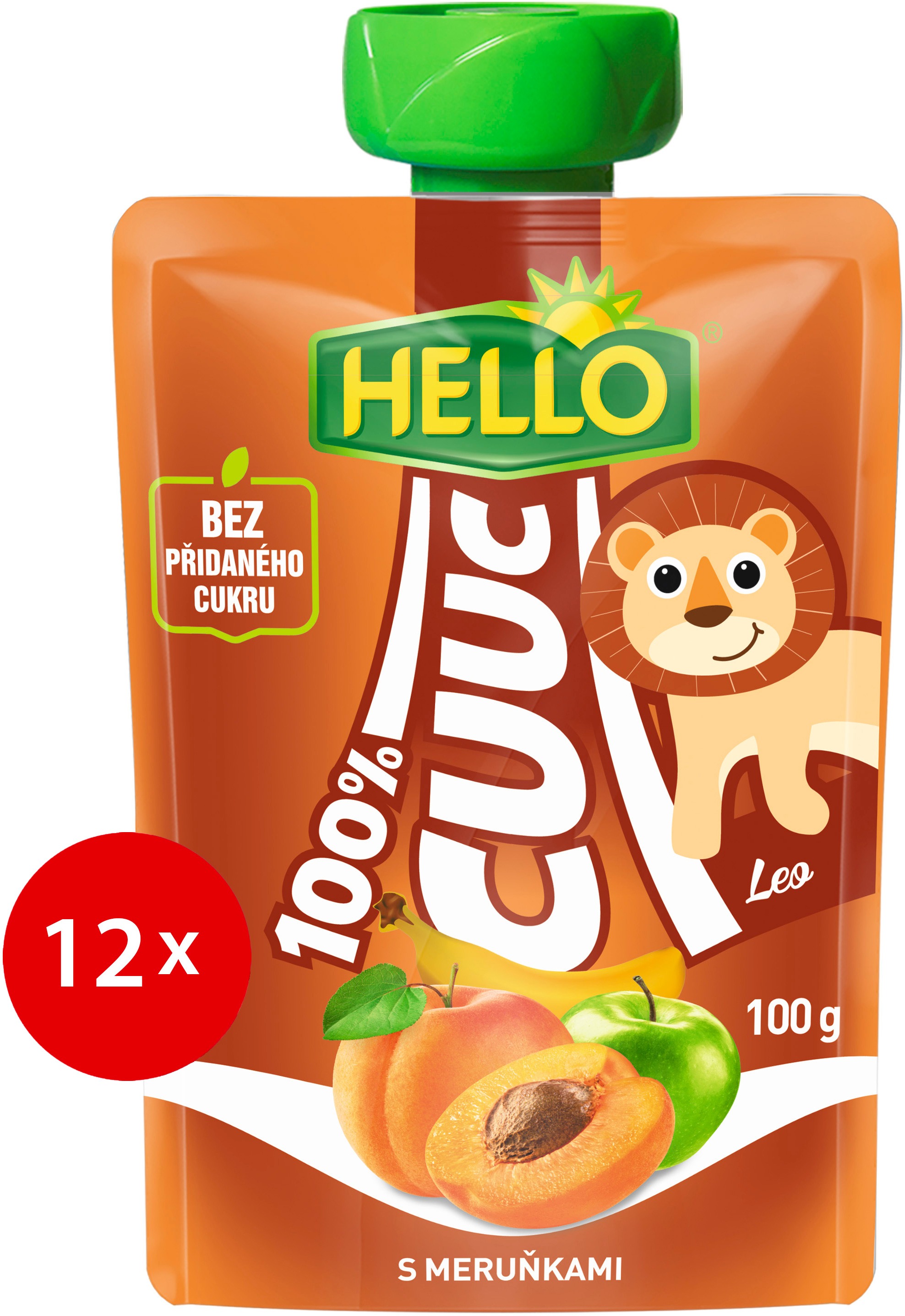 HELLO CUUC 100% ovocná kapsička s marhuľami 12× 100 g