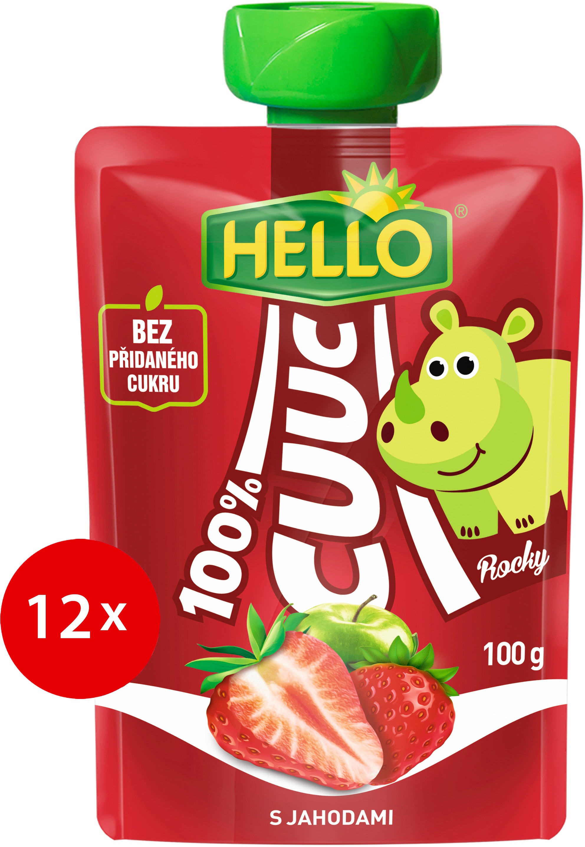 HELLO CUUC 100% ovocná kapsička s jahodami 12× 100 g