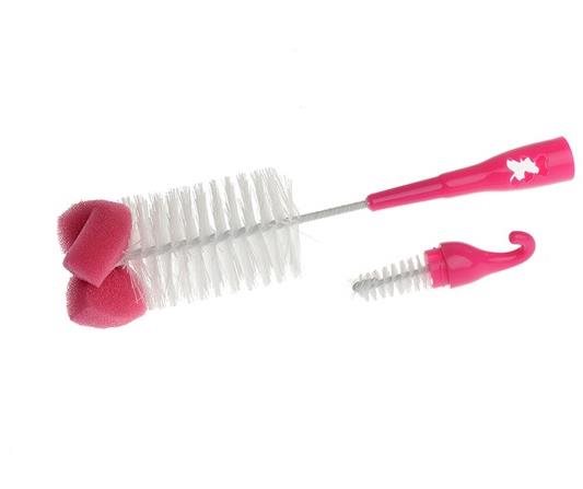 AKUKU kefa na fľašu a cumlík s hubkou, ružová