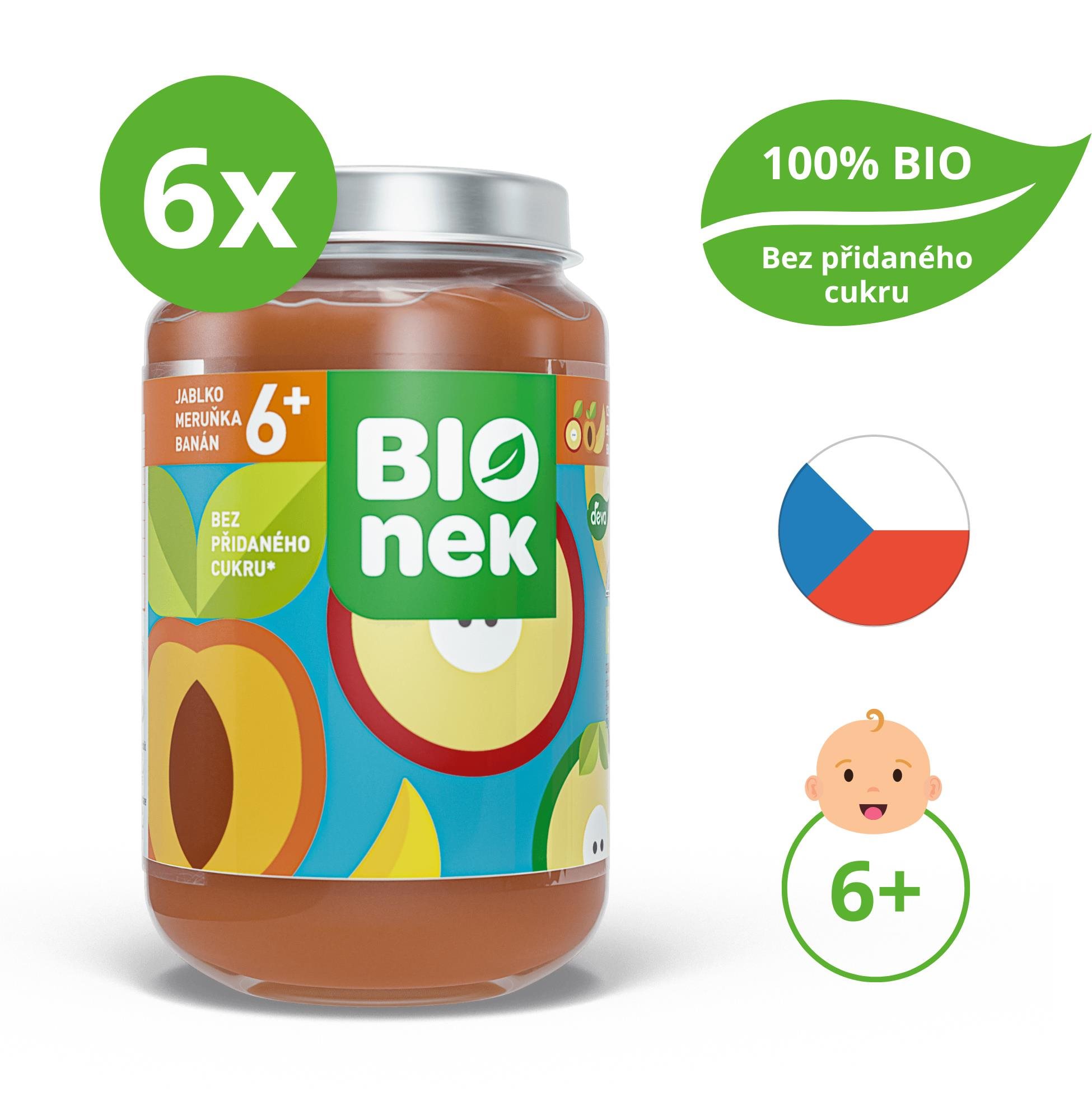 BIOnek BIO jablko, marhuľa a banán 6× 190 g