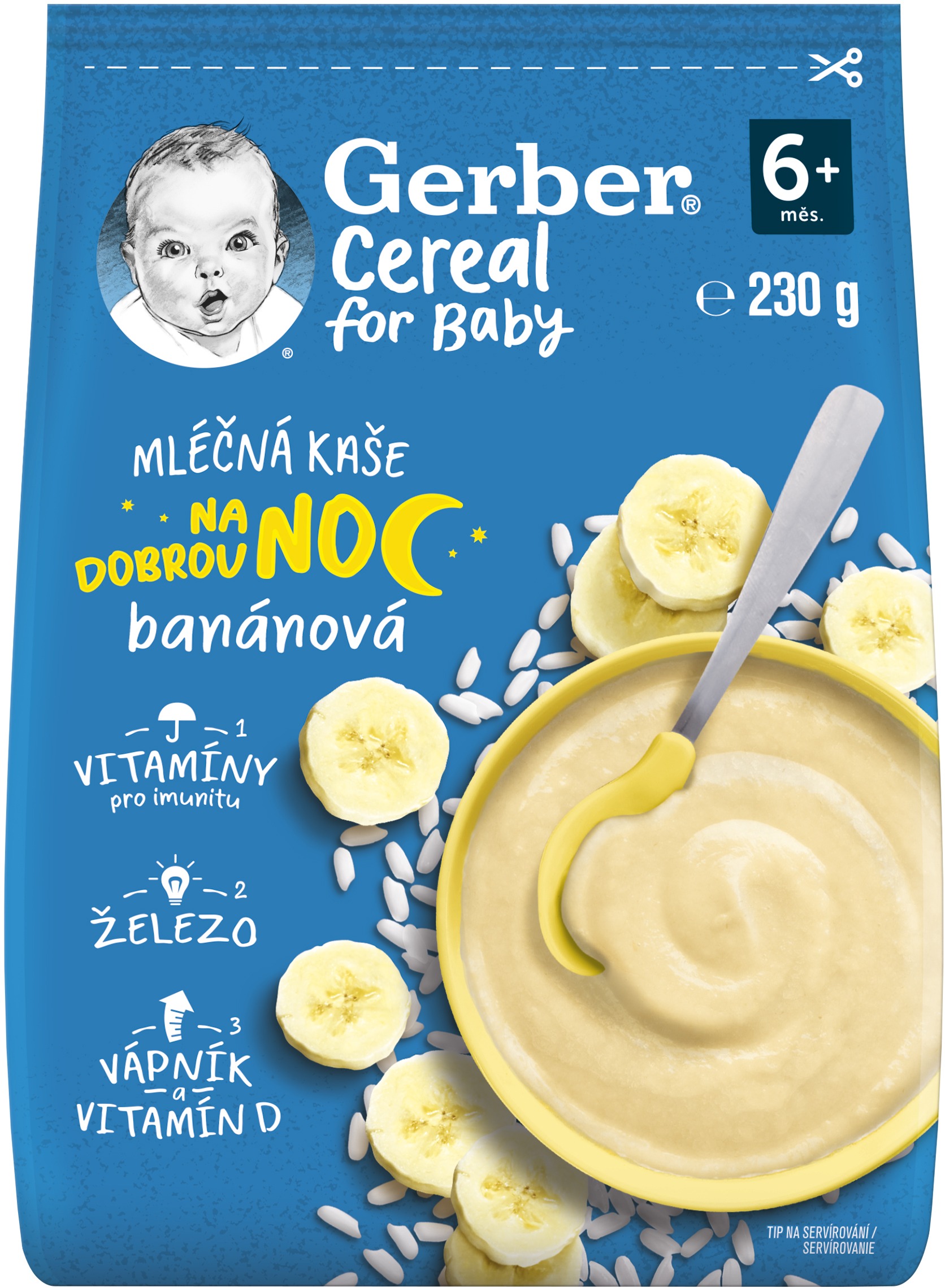 GERBER Cereal mliečna kaša Dobrú noc banánová 230 g