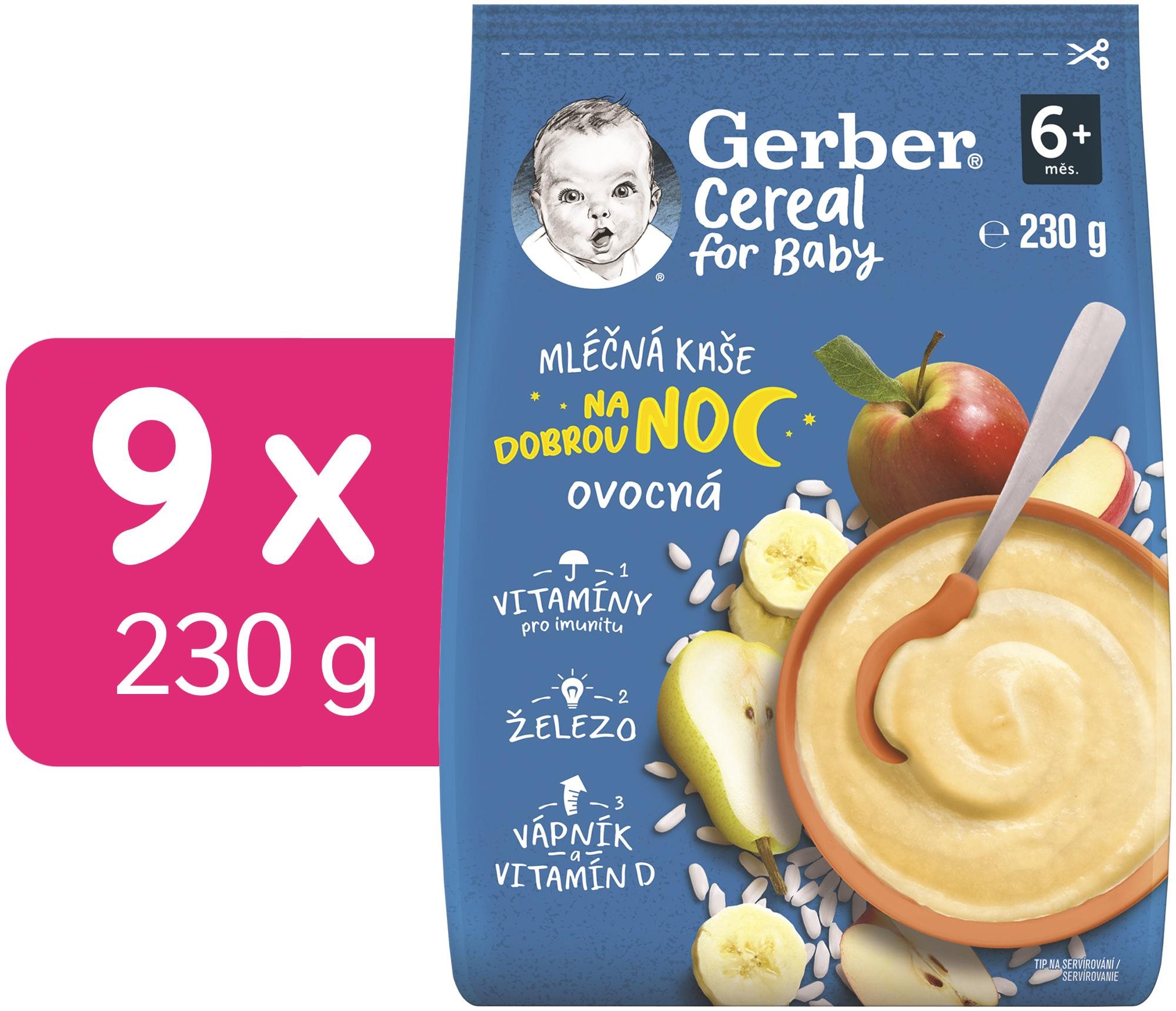 GERBER Cereal mliečna kaša Dobrú noc ovocná 9× 230 g