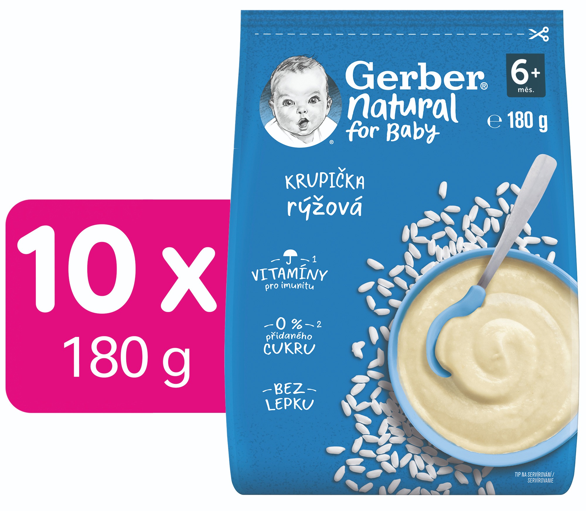 GERBER Natural ryžová krupica 10× 180 g