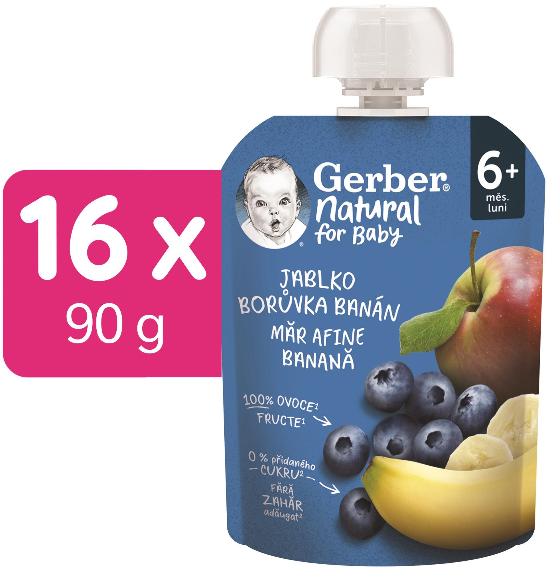 GERBER Natural kapsička jablko, čučoriedka a banán 16× 90 g