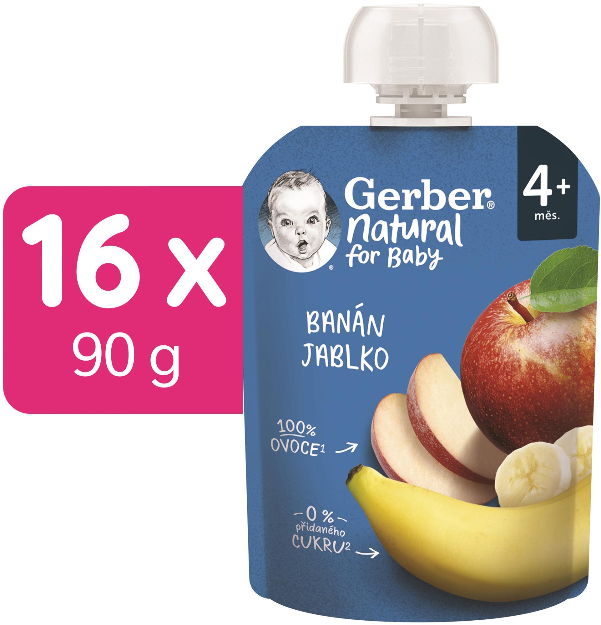 GERBER Natural kapsička banán a jablko 16× 90 g