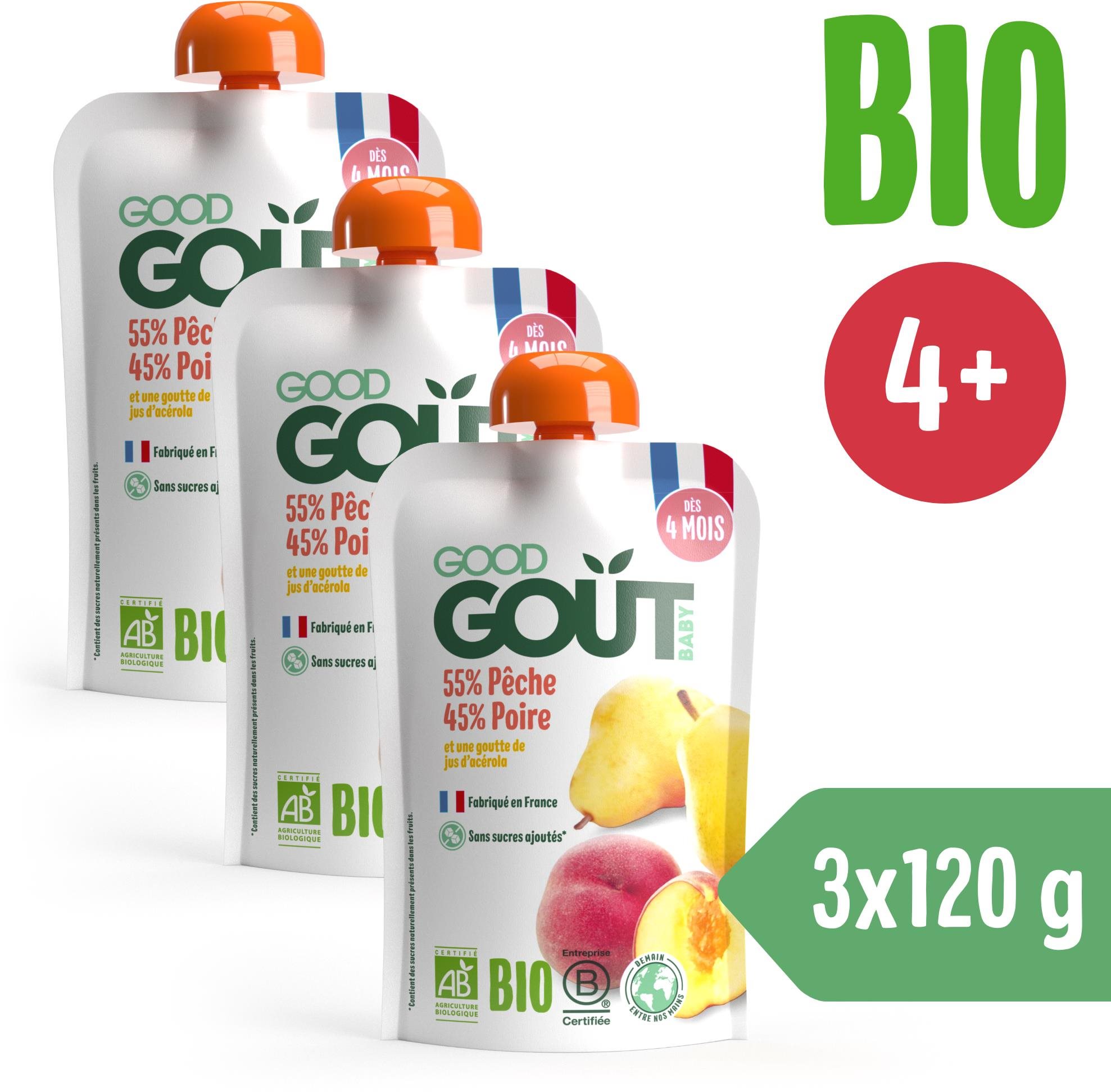 Good Gout BIO Broskyňa s hruškou (3× 120 g)