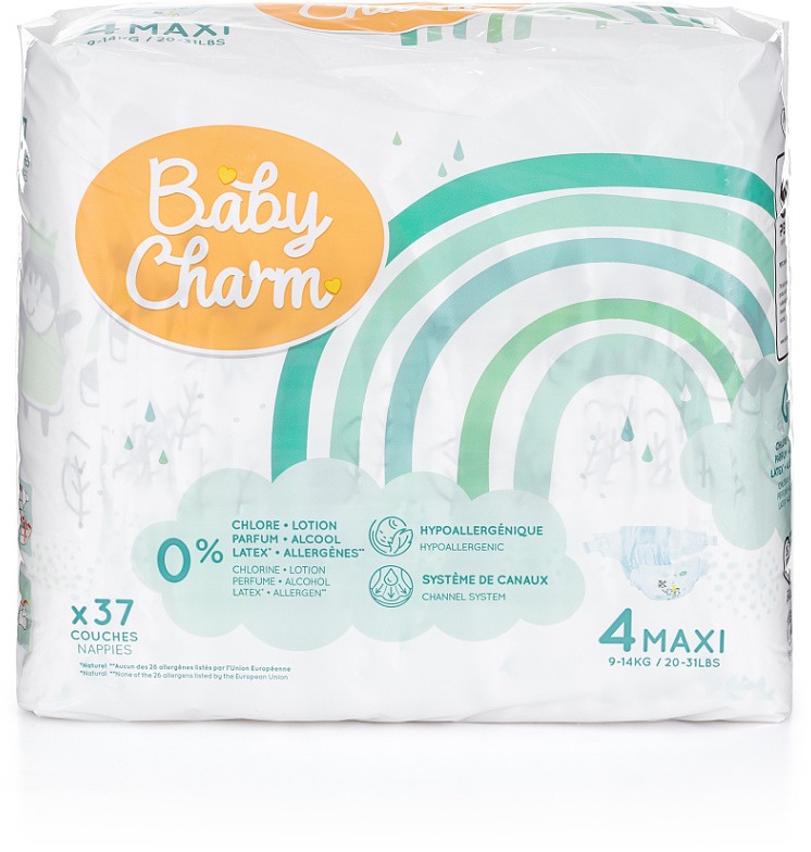 BABY CHARM Premium Super Dry Flex veľ. 4 Maxi, 7 – 14 kg (37 ks)