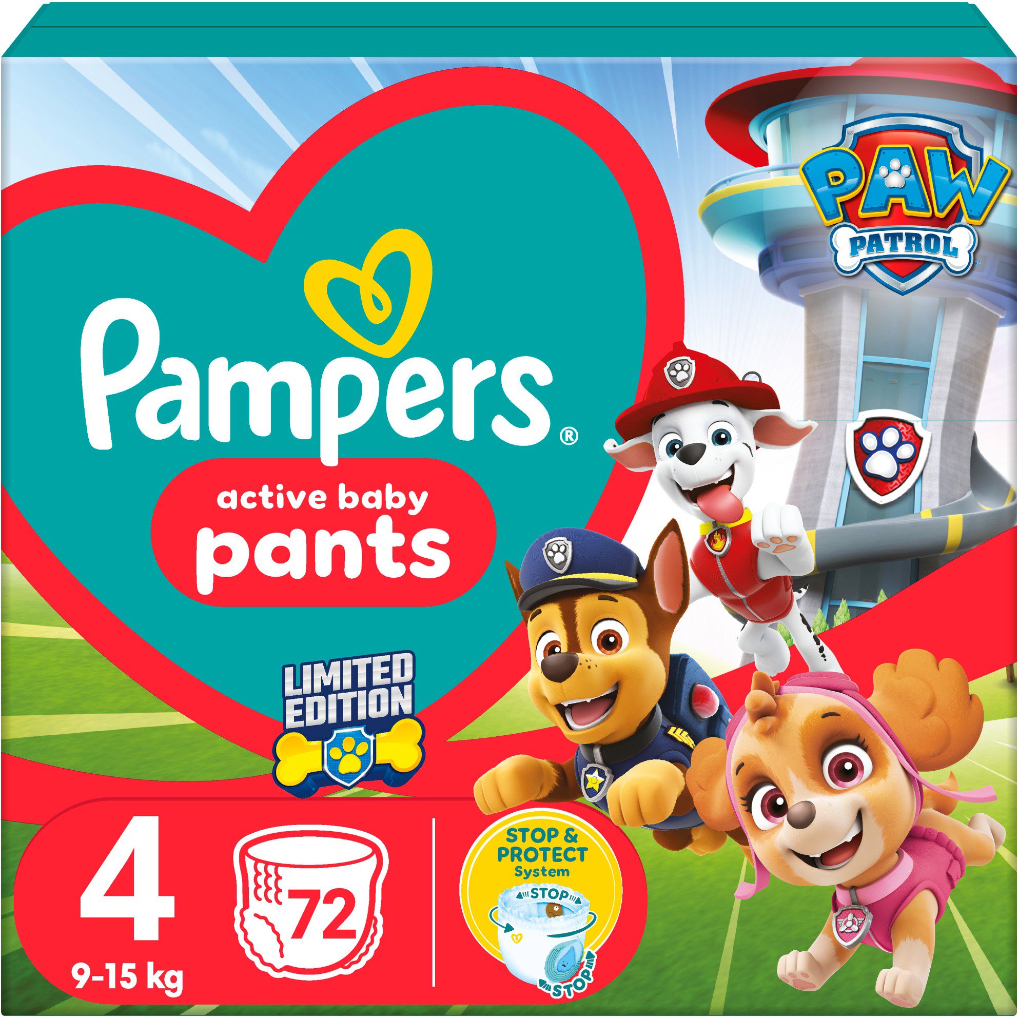 PAMPERS Active Baby Pants Paw Patrol veľkosť 4 (72 ks)