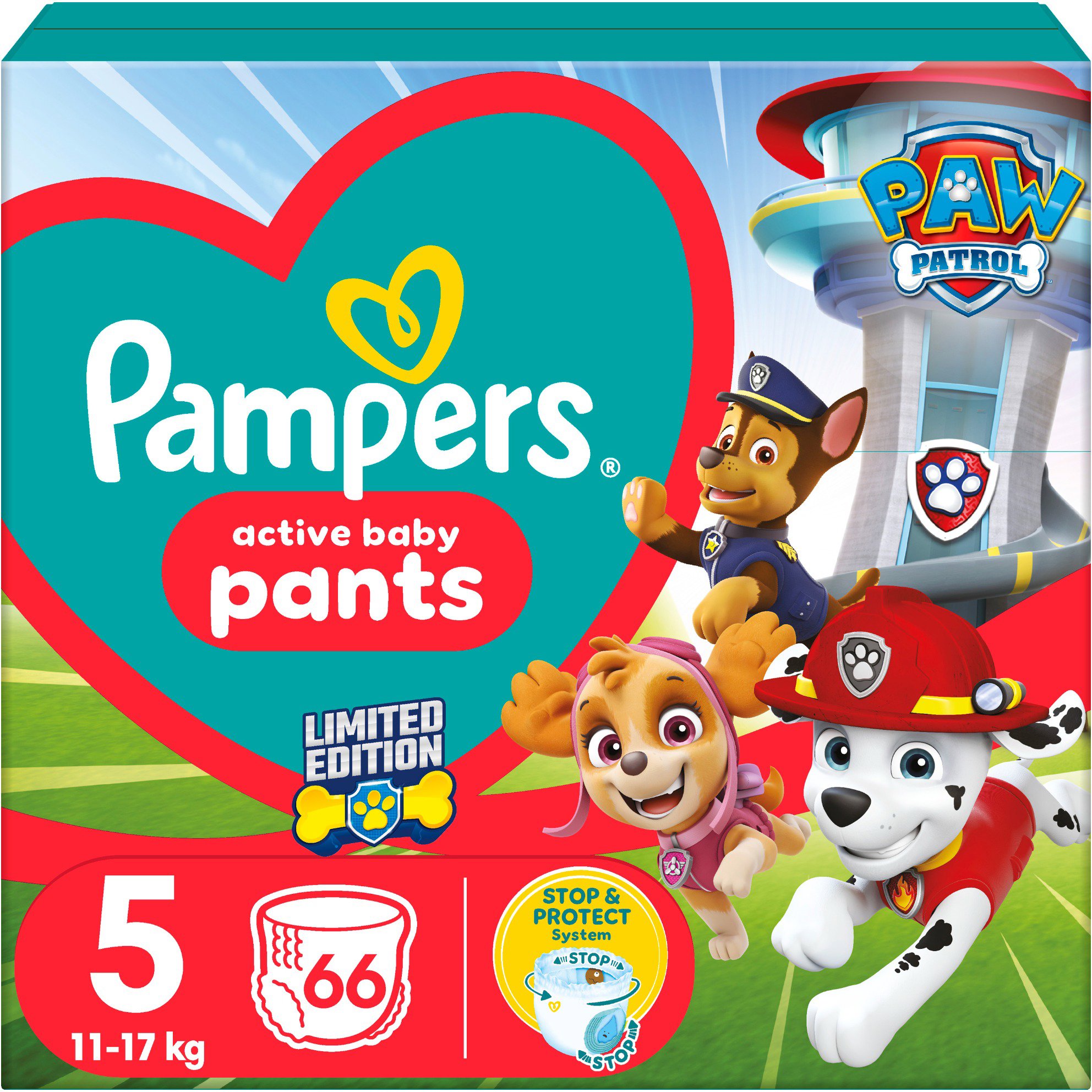 PAMPERS Active Baby Pants Paw Patrol veľkosť 5 (66 ks)