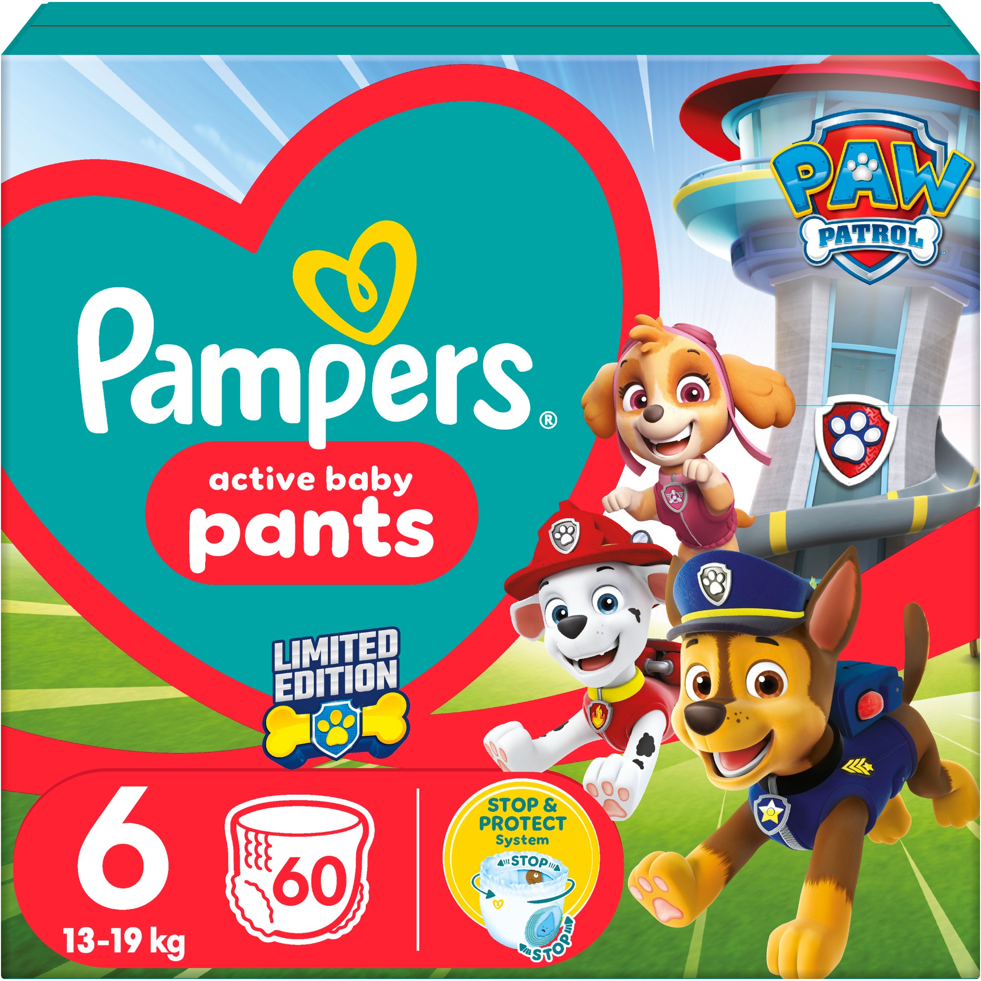 PAMPERS Active Baby Pants Paw Patrol veľkosť 6 (60 ks)