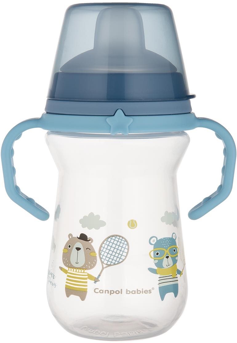 Canpol babies hrnček so silikónovým pítkom FirstCup Bonjour Paris 250 ml, modrý