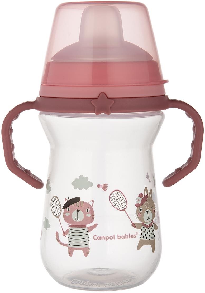 Canpol babies hrnček so silikónovým pítkom FirstCup Bonjour Paris 250 ml, ružový