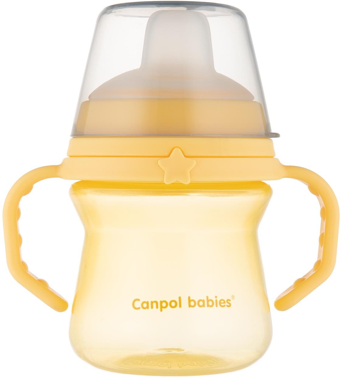 Canpol babies hrnček so silikónovým pítkom FirstCup 150 ml, žltý