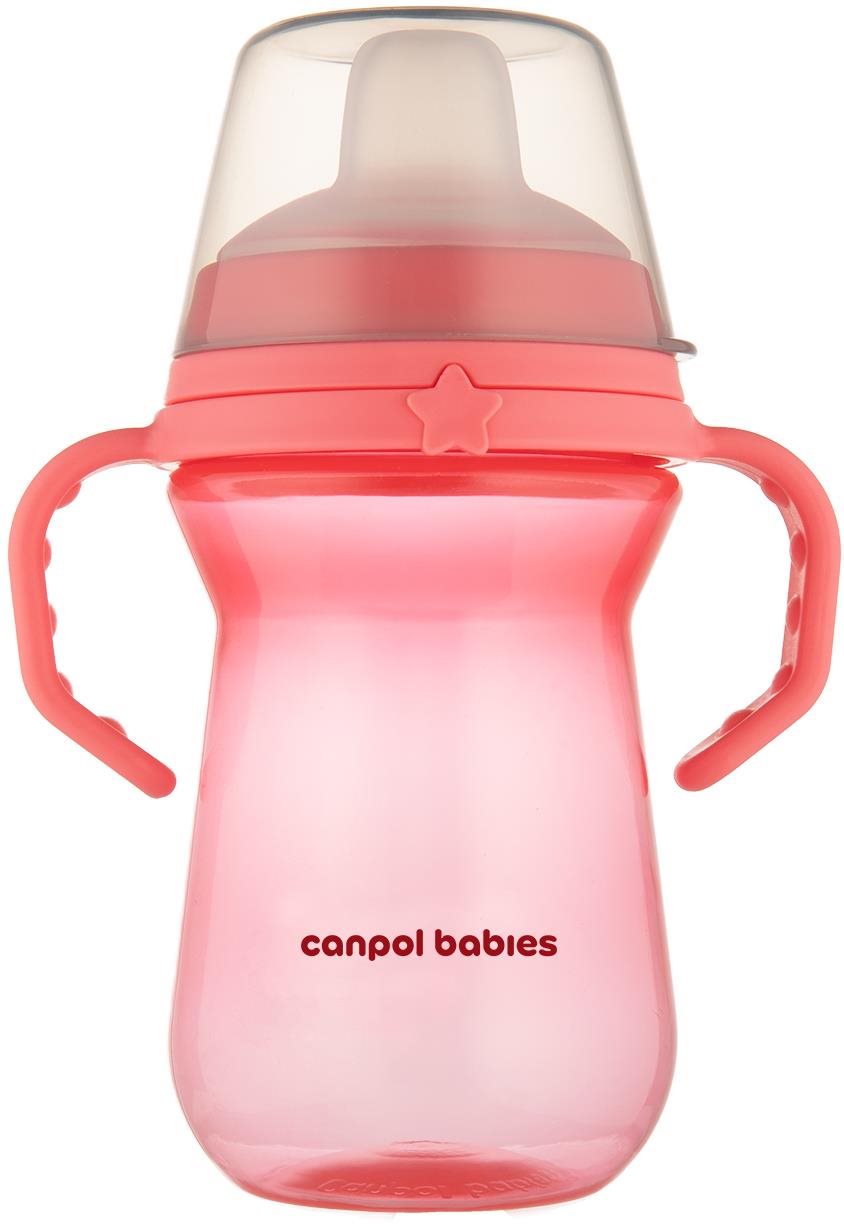 Canpol babies hrnček so silikónovým pítkom FirstCup 250 ml, ružový