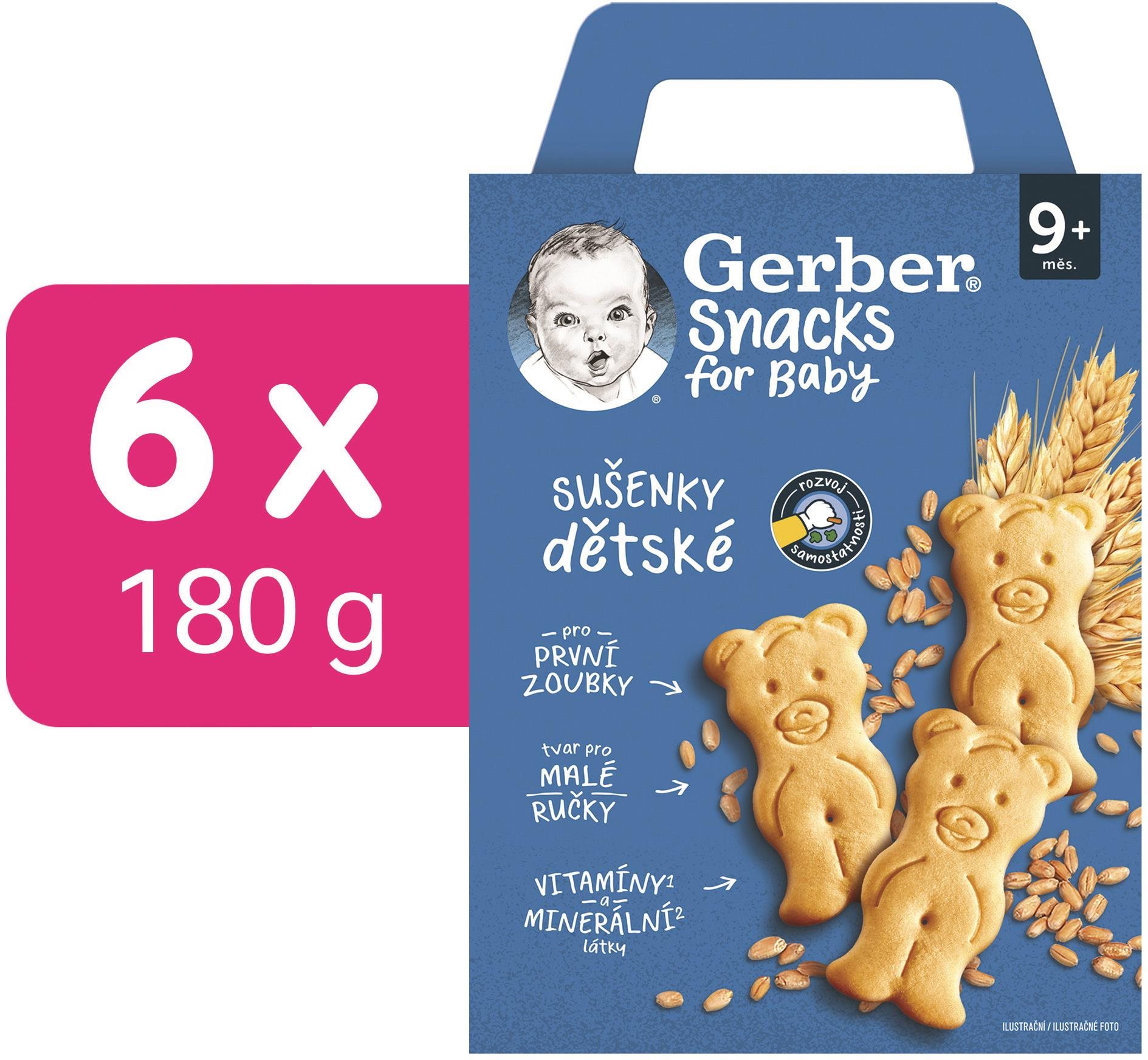 GERBER Snacks detské sušienky 6× 180 g