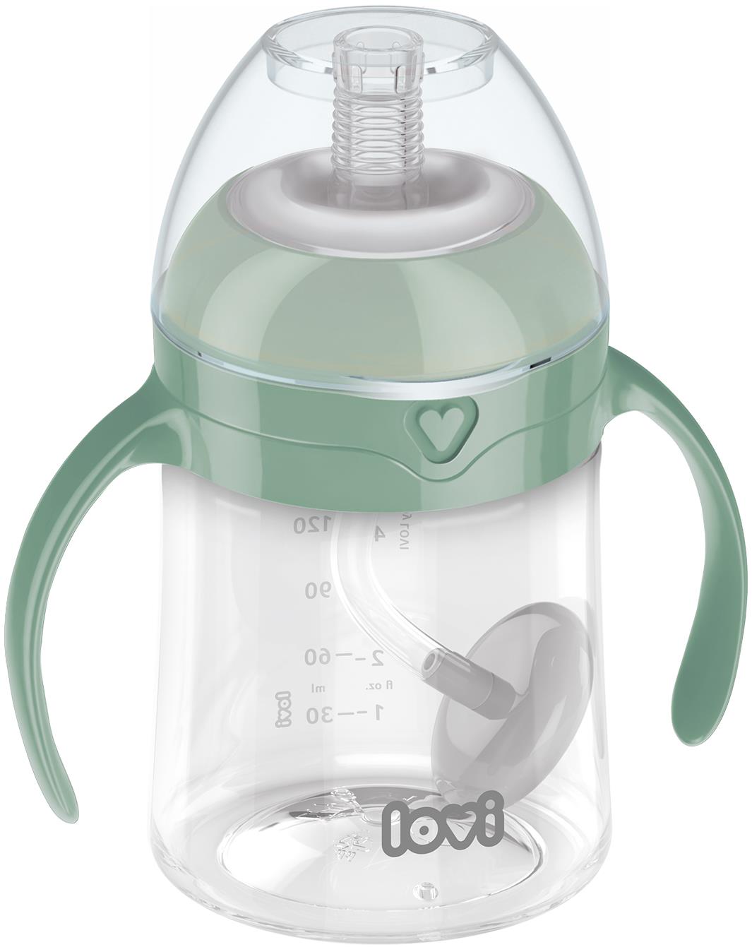 LOVI Prvý hrnček so slamkou a závažím zelený 150 ml
