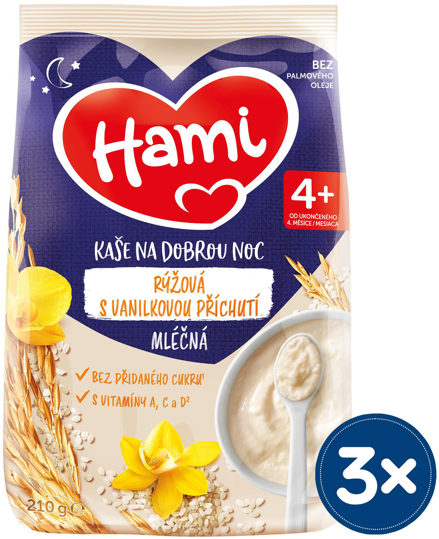 Hami mliečna kaša ryžová s vanilkovou príchuťou 3× 210 g