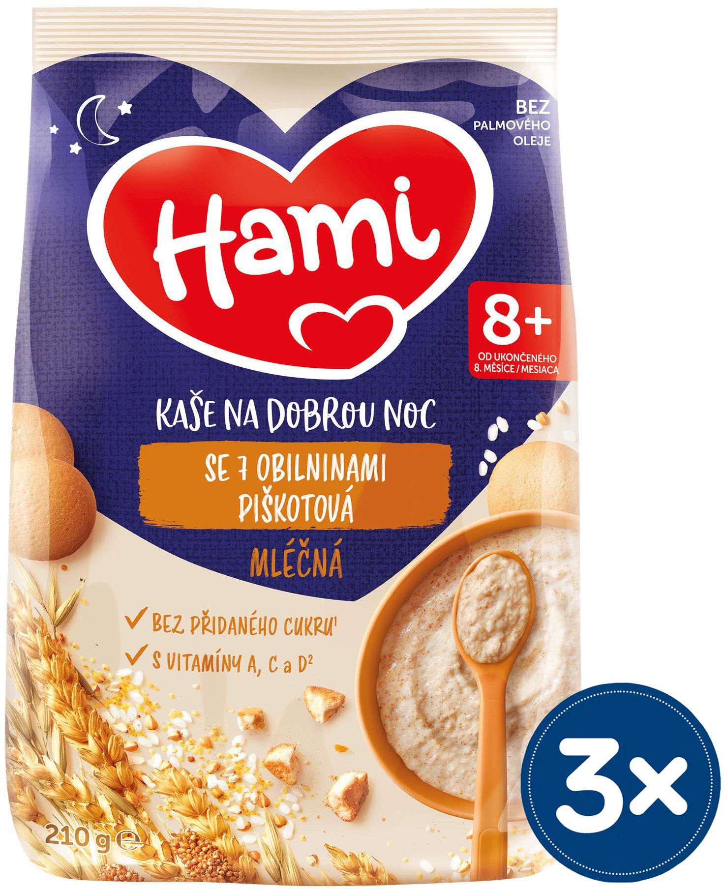 Hami mliečna kaša so 7 obilninami piškótová 3× 210 g