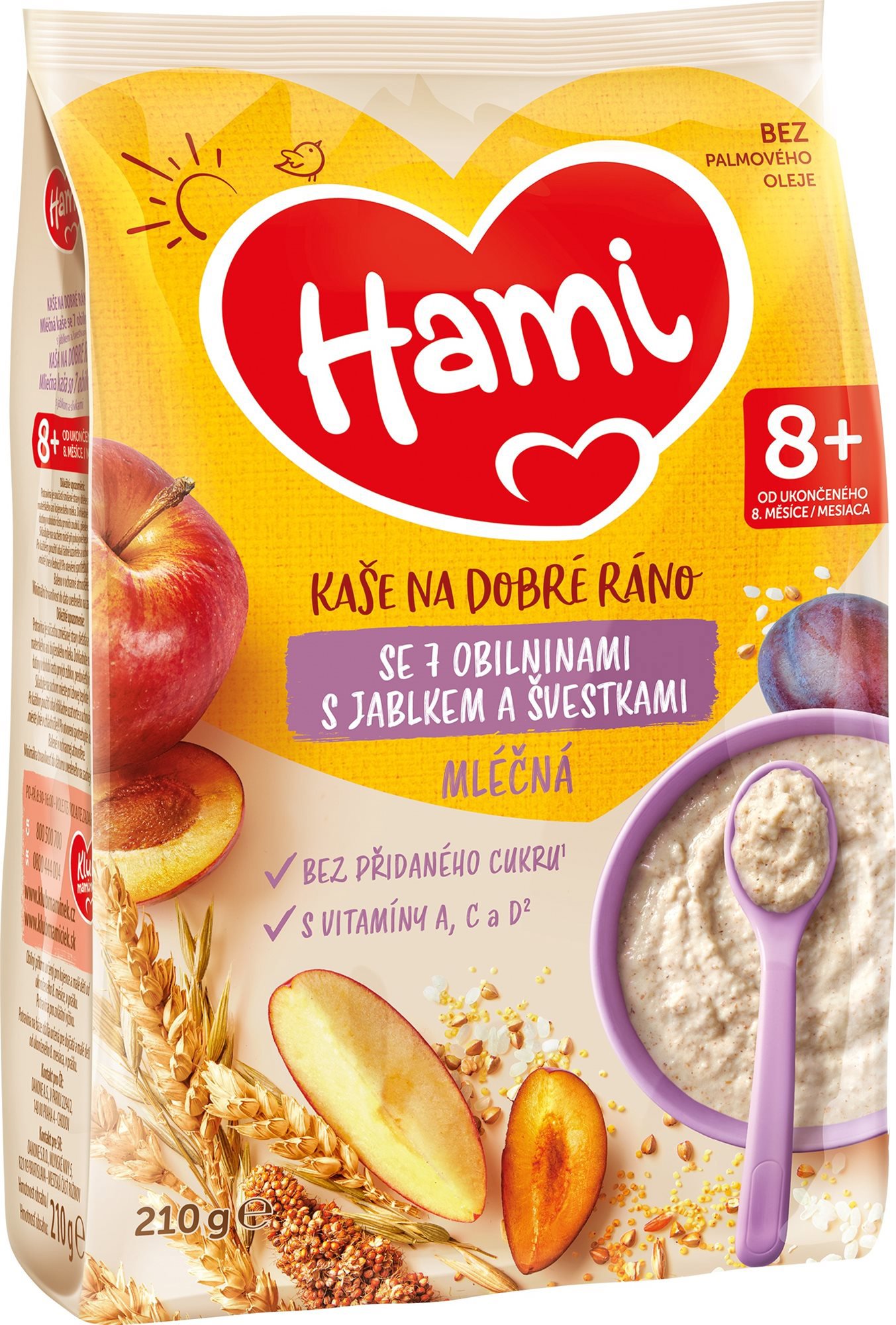 Hami mliečna kaša so 7 obilninami s jablkom a slivkami 210 g