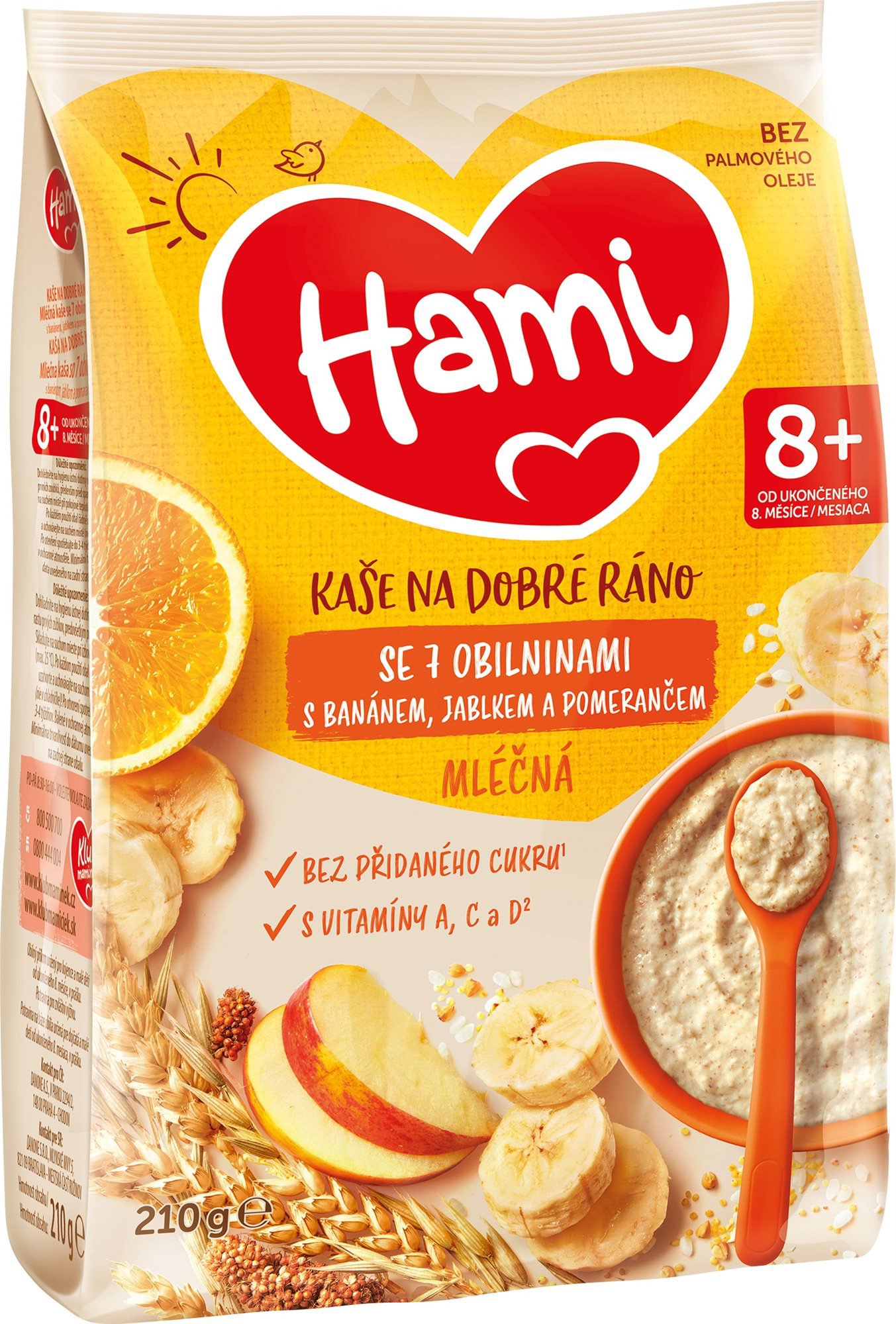 Hami mliečna kaša so 7 obilninami s banánom, jablkom a pomarančom 210 g