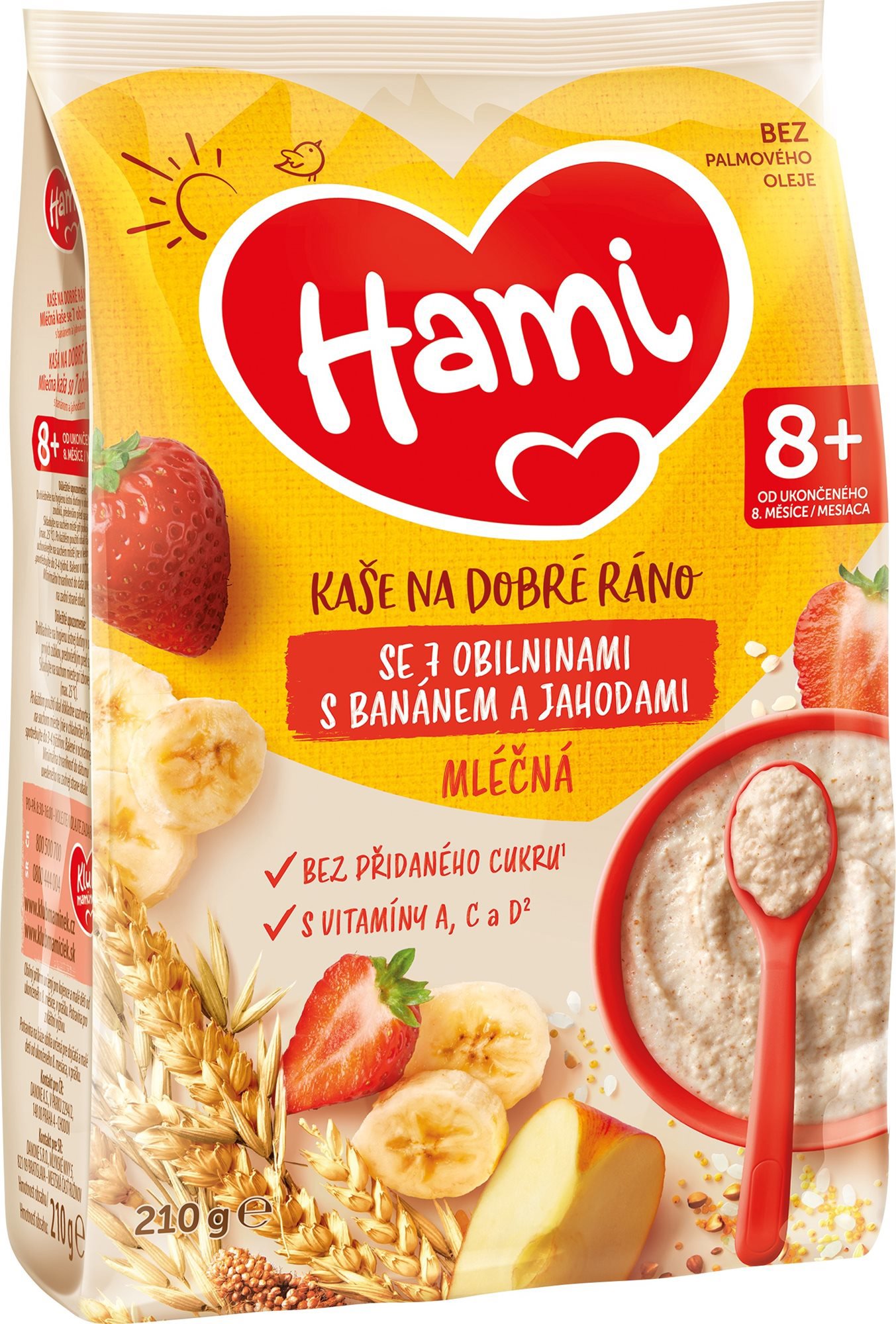 Hami mliečna kaša s 7 obilninami s banánom a jahodami 210 g