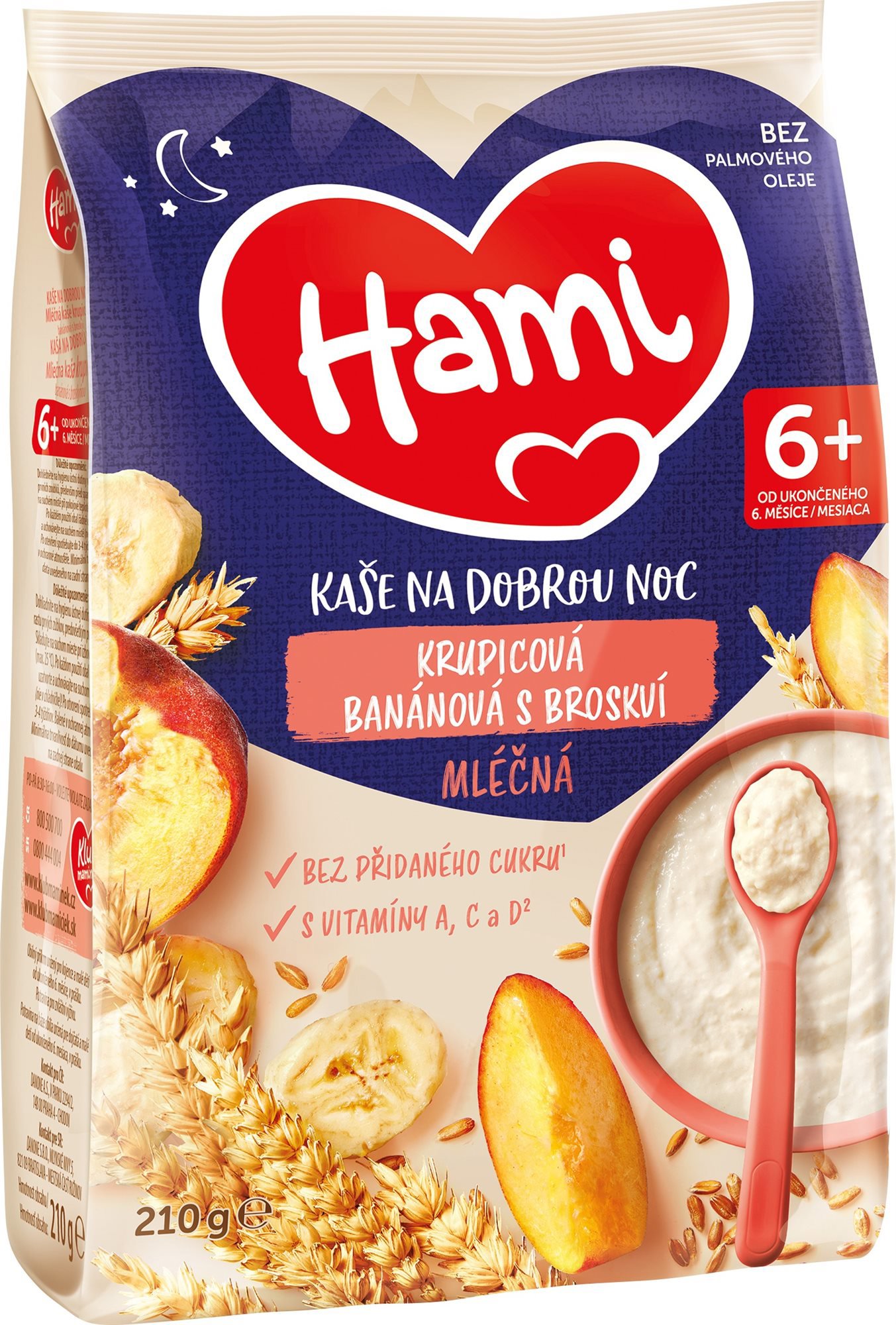 Hami mliečna kaša krupicová banánová s broskyňou 210 g