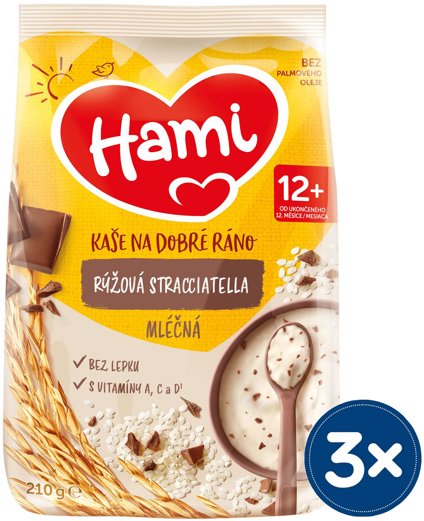 Hami mliečna kaša ryžová stracciatella 3× 210 g