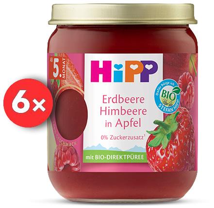 HiPP BIO SUPEROVOCIE Jablko, jahody a maliny od uk. 4. – 6. mesiaca, 6× 160 g