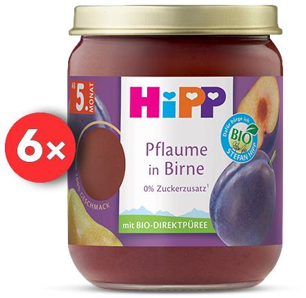 HiPP BIO SUPEROVOCIE Hrušky a slivky od uk. 4. – 6. mesiaca, 6× 160 g