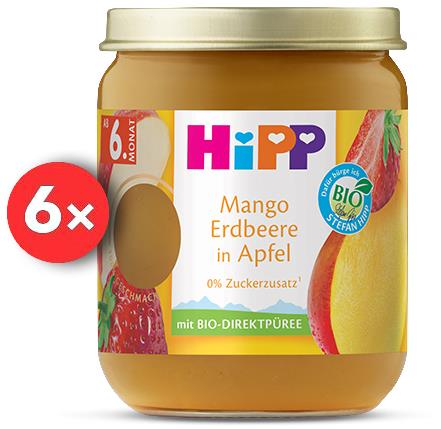 HiPP BIO SUPEROVOCIE Jablko, mango a jahody od 6. mesiaca, 6× 160 g