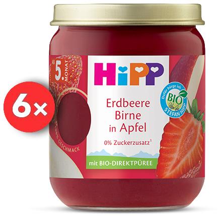HiPP BIO SUPEROVOCIE Jablko, jahody a hrušky od uk. 4 – -6. mesiaca, 6× 160 g