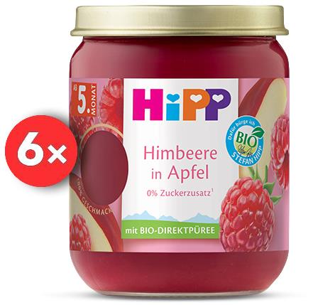 HiPP BIO SUPEROVOCIE Jablko a maliny od uk. 4. – 6. mesiaca, 6× 160 g