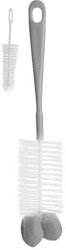 BabyOno kefa s hubkou na fľaše a cumlíky sivá 2 ks