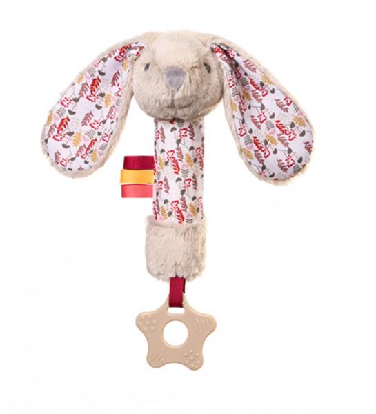BabyOno plyšová pískacia hračka Rabbit Milly s hryzadlom krémová