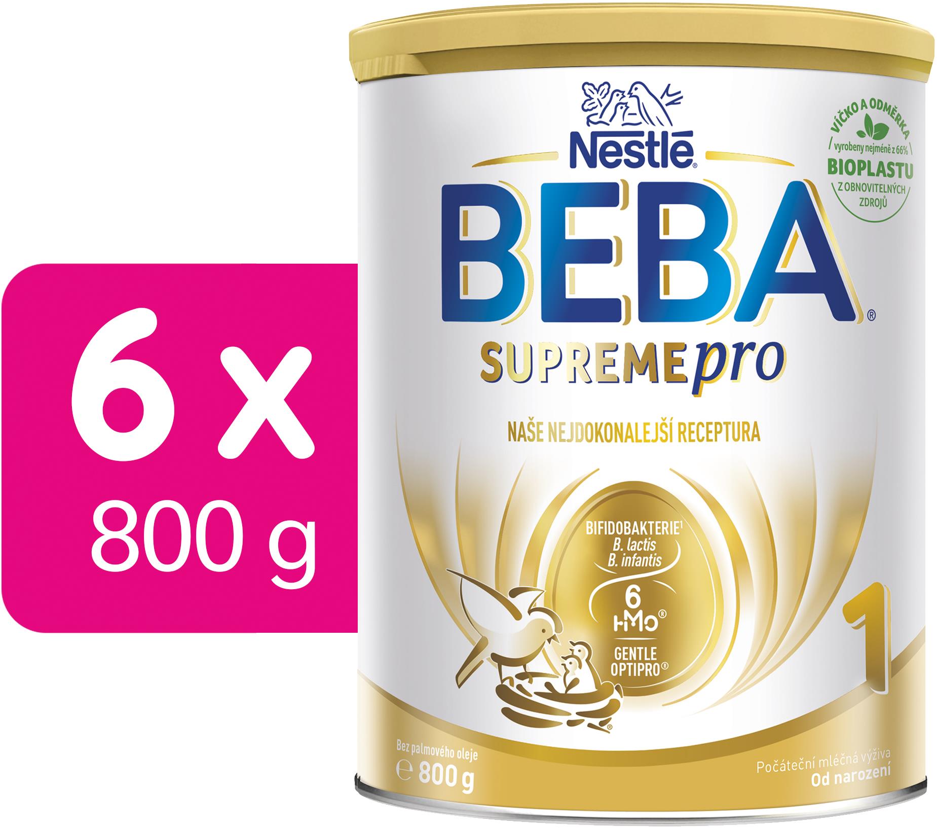 BEBA SUPREMEpro 1, 6 HMO, počiatočné dojčenské mlieko, 6× 800 g